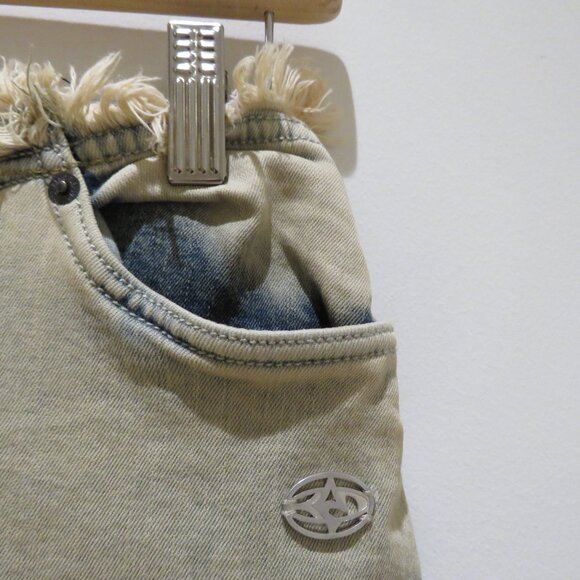 BASIC PLEASURE MODE Dolly Washed Frayed Denim Maxi Skirt Punk Goth Rock Alt NWT - Picture 6 of 16